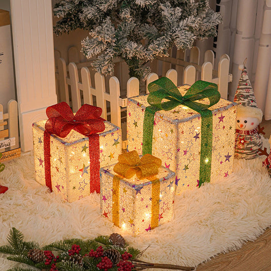 Lighted Indoor Outdoor Christmas Decorations, Gift Boxes