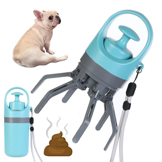 Portable Lightweight Dog Pooper Scooper, Built-in Poop Bag Dispenser, Eight-claw Shovel