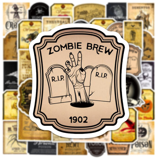 50 Vintage Halloween Bottle Graffiti Stickers