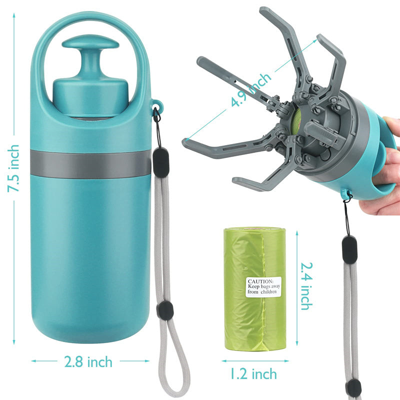 Portable Lightweight Dog Pooper Scooper, Built-in Poop Bag Dispenser, Eight-claw Shovel