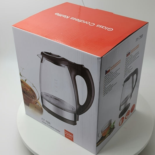 Electric Kettle Stainless Steel Filter Inner Lid, 1200W Wide Opening 1.7L Glass Tea Kettle & Hot Water Boiler, Black
