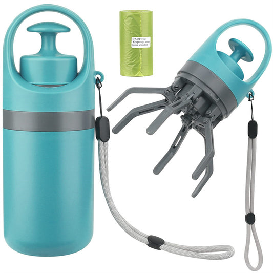 Portable Lightweight Dog Pooper Scooper, Built-in Poop Bag Dispenser, Eight-claw Shovel