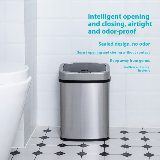 Smart Induction Stainless Steel Trash Can Home Office