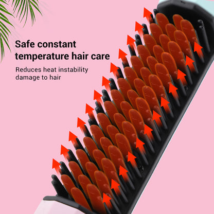 Hair Straightening Comb, Rechargeable Wireless Dual-purpose Travel Portable USB Charging