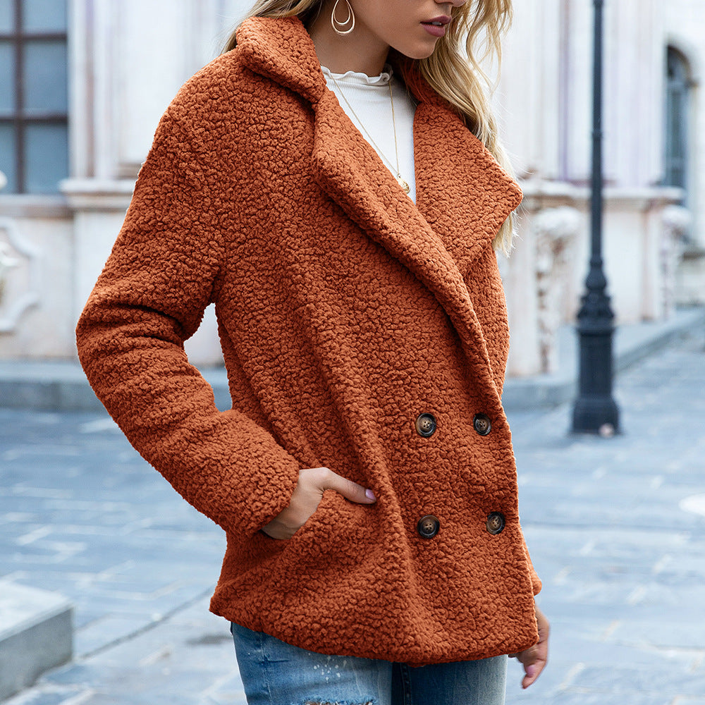 Loose-Fitting Lapel Fluffy Coat