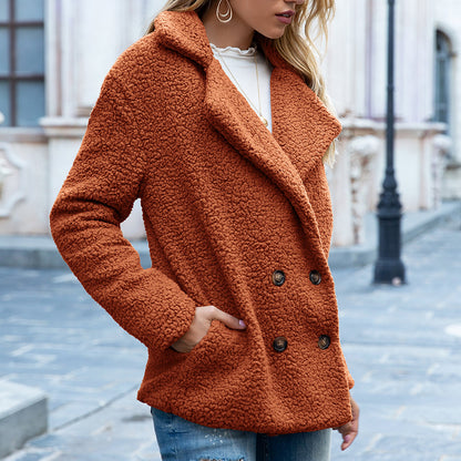Loose-Fitting Lapel Fluffy Coat