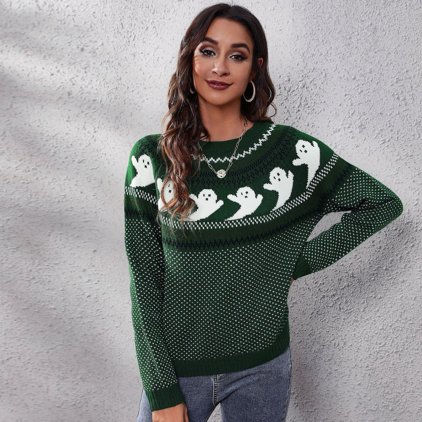 Halloween Ghost Polka Dot Pullover Sweater Autumn And Winter Loose Long-sleeved Knitted