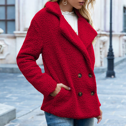 Loose-Fitting Lapel Fluffy Coat