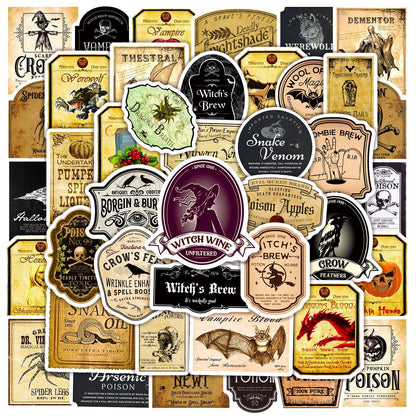 50 Vintage Halloween Bottle Graffiti Stickers