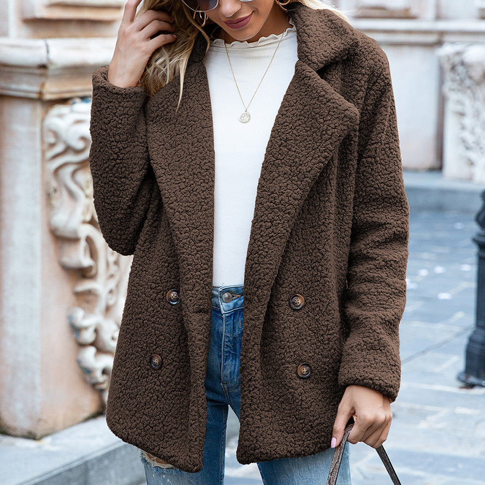 Loose-Fitting Lapel Fluffy Coat