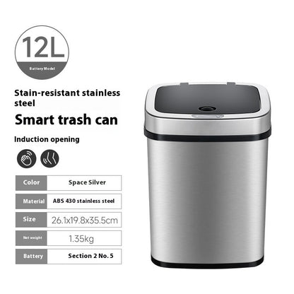 Smart Induction Stainless Steel Trash Can Home Office