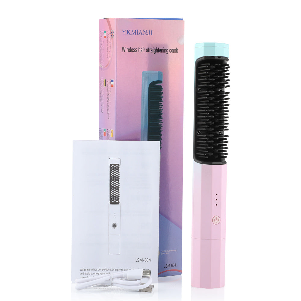 Hair Straightening Comb, Rechargeable Wireless Dual-purpose Travel Portable USB Charging