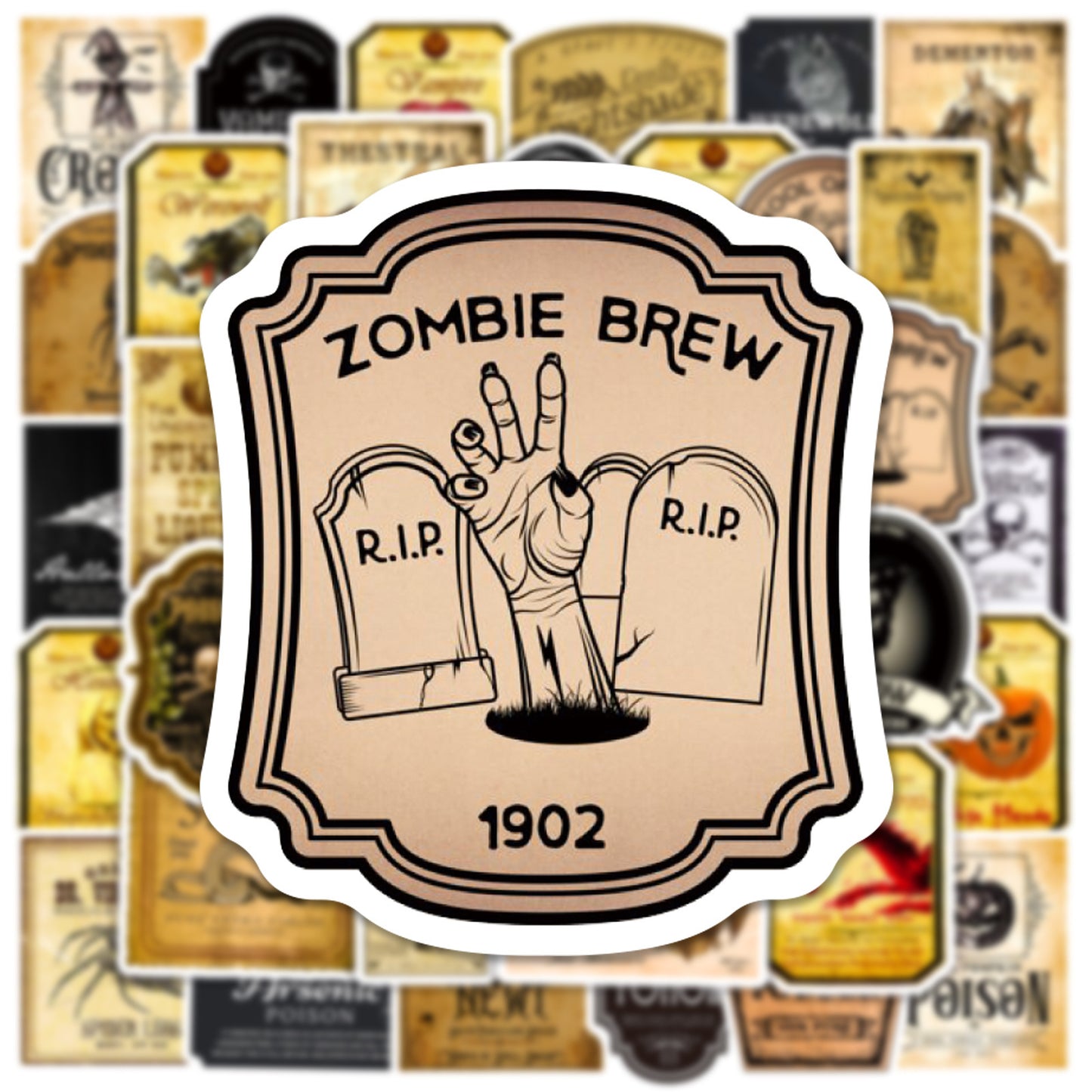 50 Vintage Halloween Bottle Graffiti Stickers