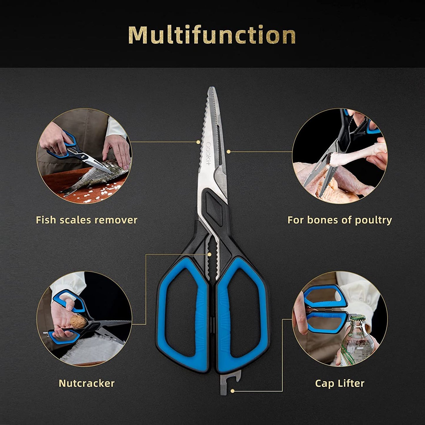 Kitchen Shears Scissors Cookit Heavy Duty Stainless Steel Chef Utility Poultry Fish Meat Vegetables