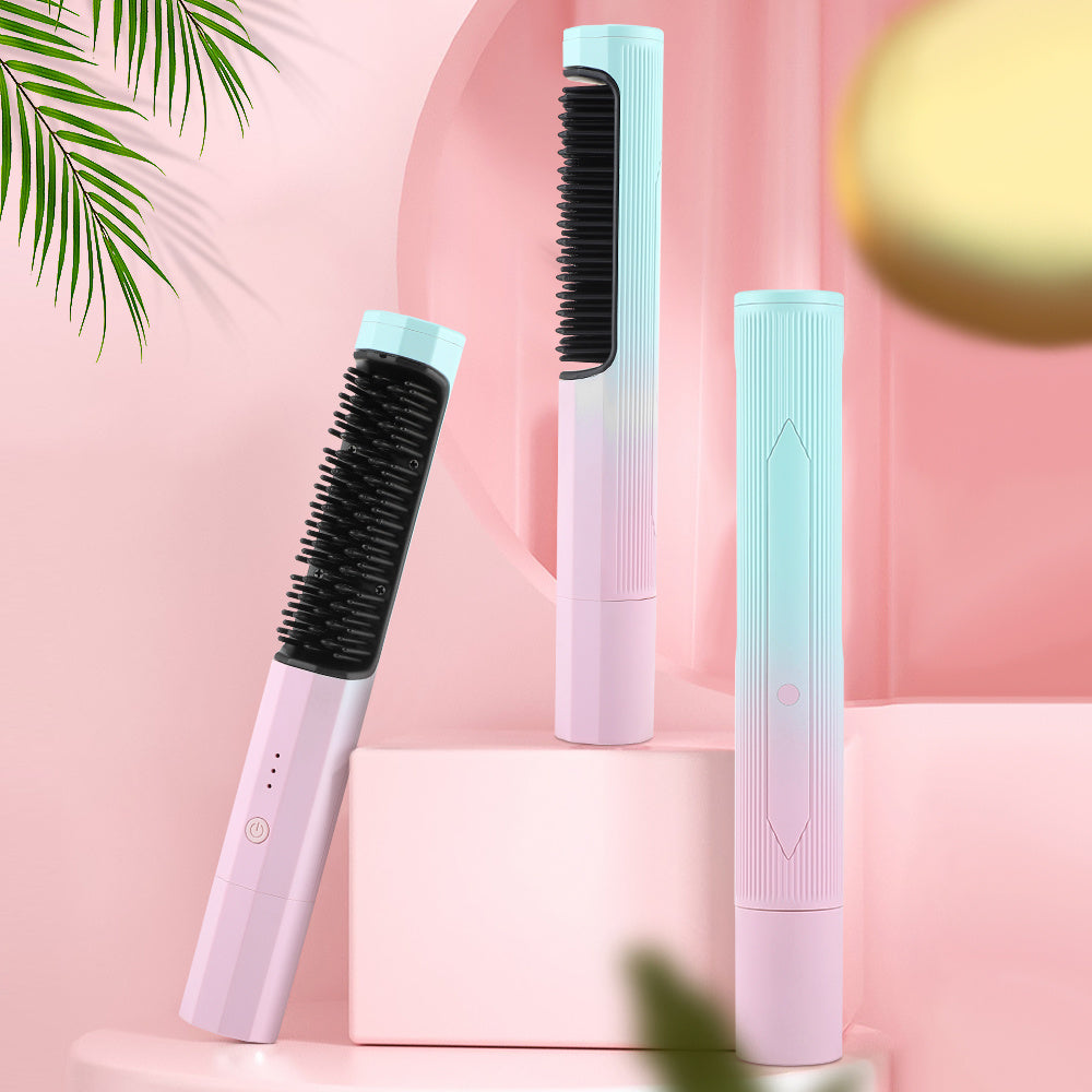 Hair Straightening Comb, Rechargeable Wireless Dual-purpose Travel Portable USB Charging