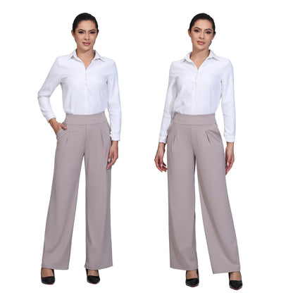 Flowy Wide Leg Dress Pants Women Work Workout Athletic Yoga Travel Sweatpants High Waisted with Pockets Trendy Comfy Stretchy Loose Office Business Casual Slacks Lounge Trousers Outfits 29" Khaki S