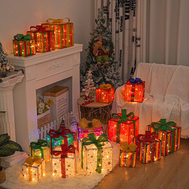 Lighted Indoor Outdoor Christmas Decorations, Gift Boxes