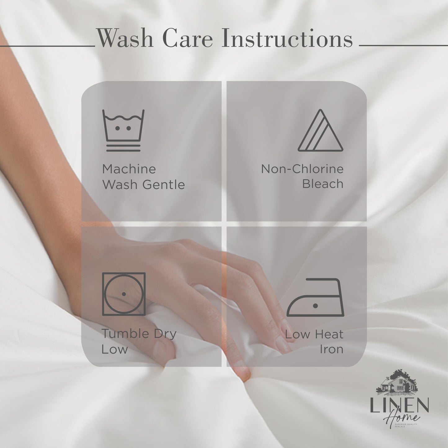 Linen Home 100% Cotton Percale Sheets King Size, Charcoal, Deep Pocket, 4 Pieces Set - 1 Flat, 1 Deep Pocket Fitted Sheet and 2 Pillowcases, Crisp Cool and Strong Bed Linen