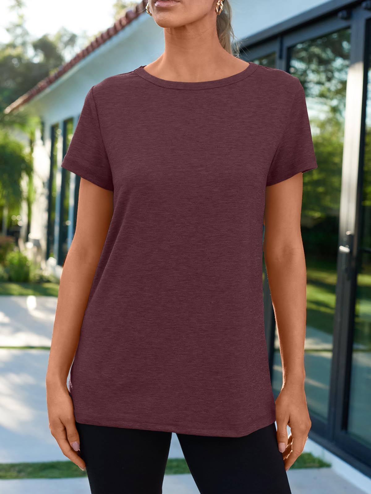 AUTOMET Summer Tops Womens Spring Short Sleeve Shirts Beach Vacation Clothes Fashion Plus Size Tshirts for Teen Girls 2025 02winered S