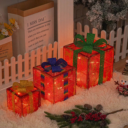Lighted Indoor Outdoor Christmas Decorations, Gift Boxes