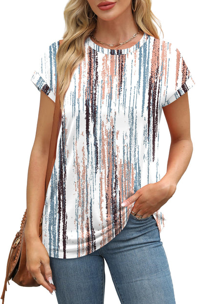 Alaroo White Tshirts Shirts for Women Summer Tops for Women Trendy Blouses Print 11 S