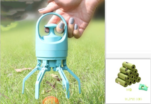Portable Lightweight Dog Pooper Scooper, Built-in Poop Bag Dispenser, Eight-claw Shovel