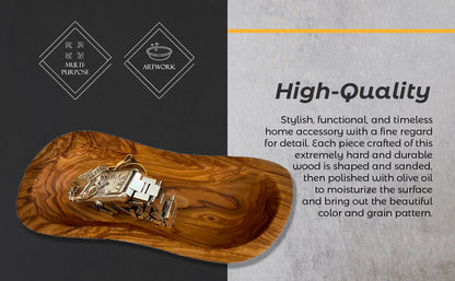 Olive Wood Multi-Functional Bowl Made of Original Mediterranean Olive Wood, Handcrafted, Sustainable