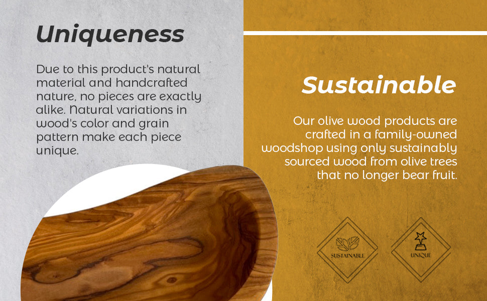 Olive Wood Multi-Functional Bowl Made of Original Mediterranean Olive Wood, Handcrafted, Sustainable