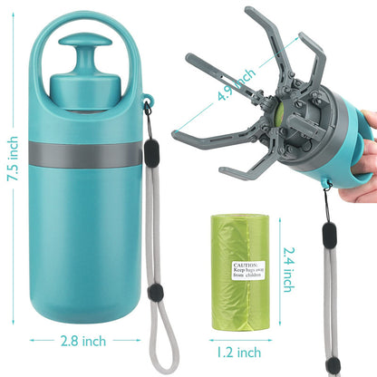 Portable Lightweight Dog Pooper Scooper, Built-in Poop Bag Dispenser, Eight-claw Shovel