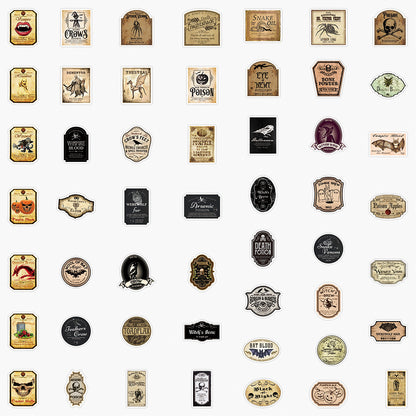 50 Vintage Halloween Bottle Graffiti Stickers