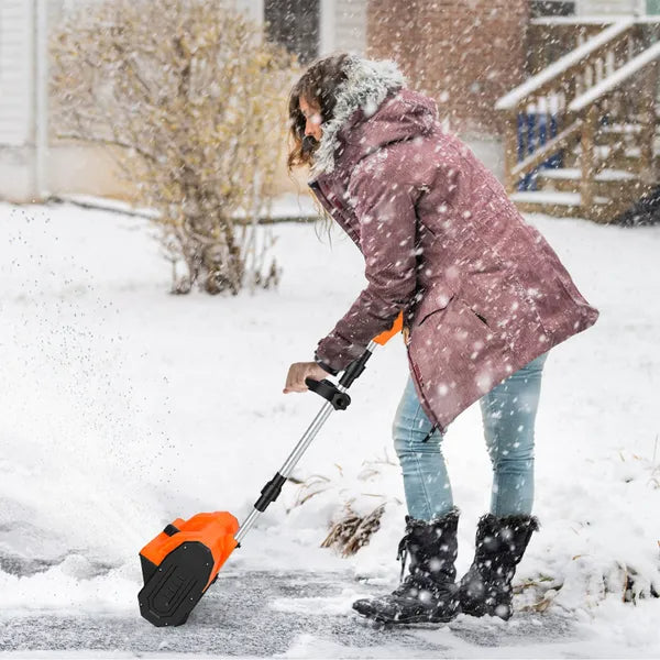 500W 21V 11In Cordless Snow Shovel Foldable Battery Powered Snow Thrower With Directional Plates Rechargeable Battery Gloves Goggles For Patio Driveway