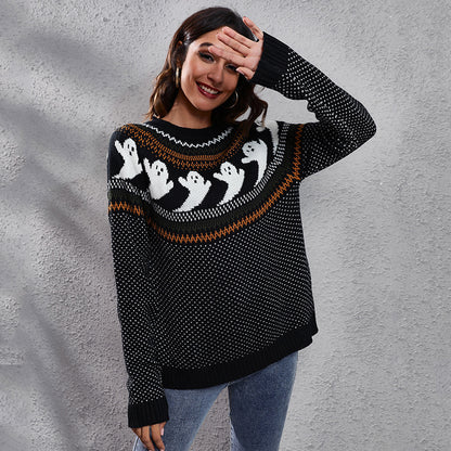 Halloween Ghost Polka Dot Pullover Sweater Autumn And Winter Loose Long-sleeved Knitted