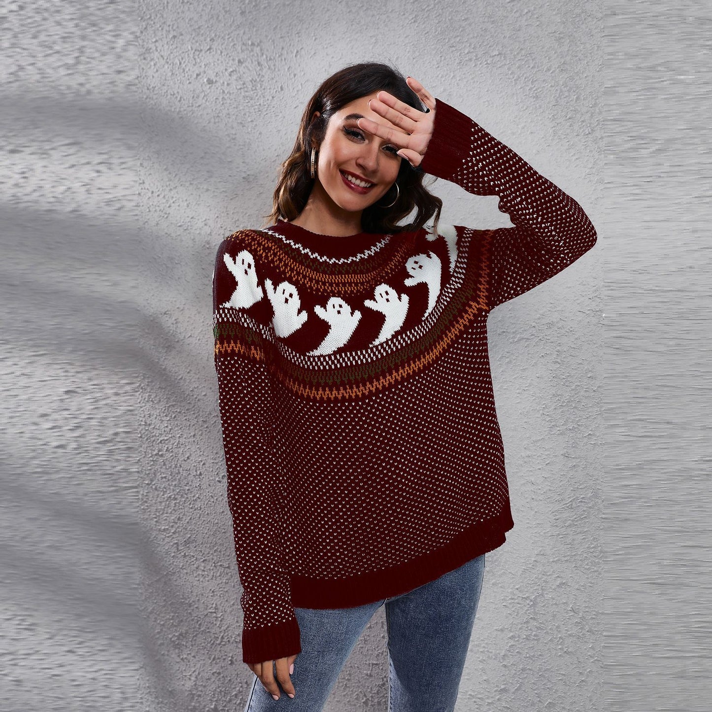 Halloween Ghost Polka Dot Pullover Sweater Autumn And Winter Loose Long-sleeved Knitted