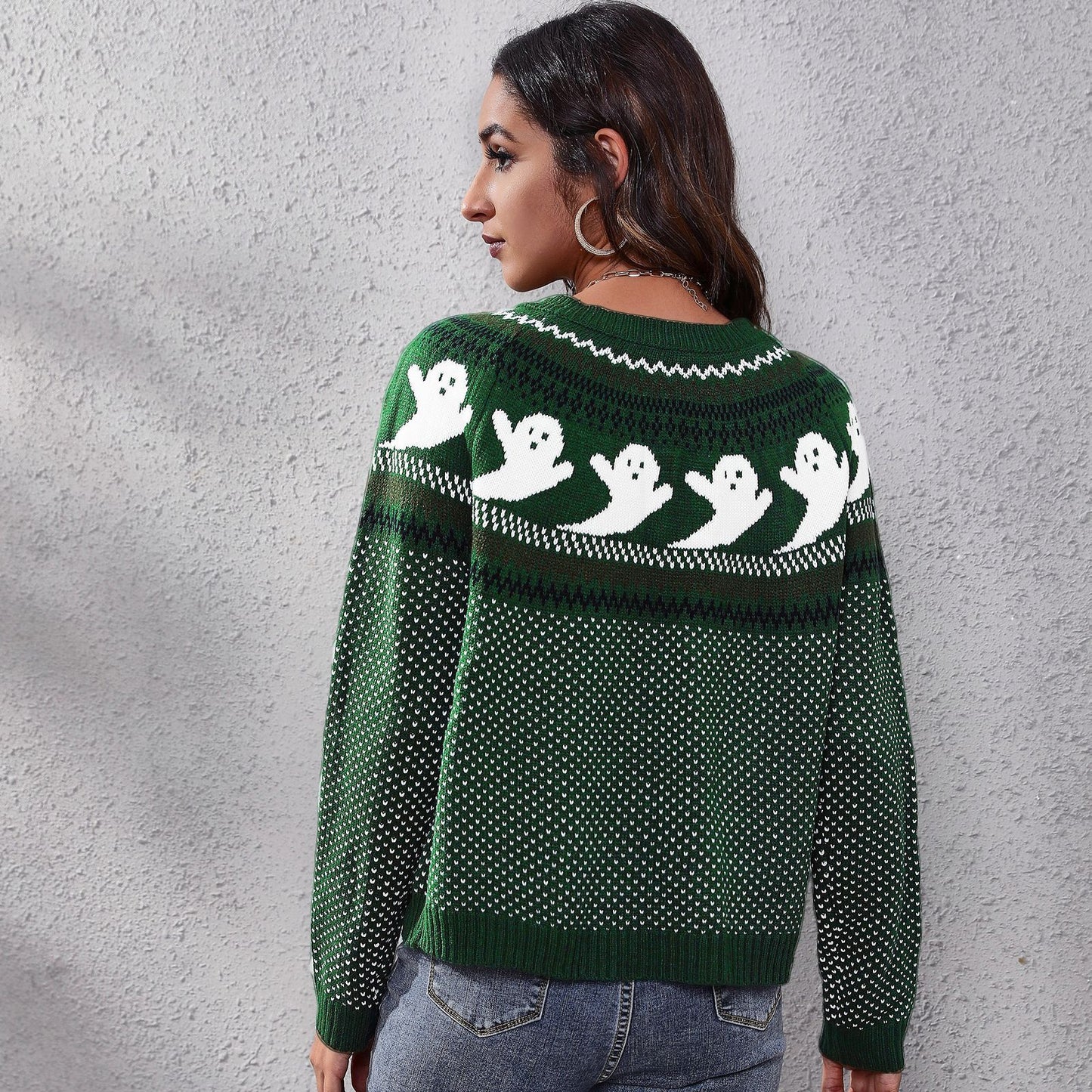 Halloween Ghost Polka Dot Pullover Sweater Autumn And Winter Loose Long-sleeved Knitted