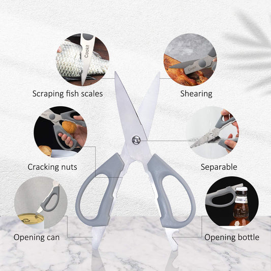 Knife Set, 15 Piece w Block, Chef Knives Non-Slip German Stainless Steel Hollow Handle Cutlery Multifunctional Scissors Sharpener